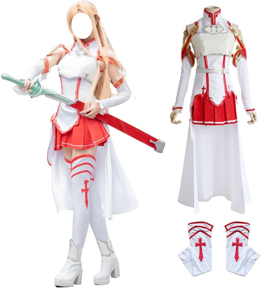 SAO Yuuki Asuna Cosplay Costume Sword Art Online Women Outfit Full Set With Wig