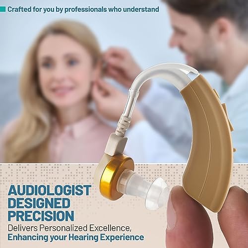 Digital Hearing Amplifier Set - BTE Personal Sound Amplifiers - Rechargeable Receiver in Canal Hearing Assist Device Pair w/ 4 Modes, Noise Cancellation and Volume Control Hearing for Adults Seniors