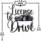 Black Glitter License to Drive Cake Topper, Hide the Car Keys/Level 16 Unlocked, Funny Car Themed 16th Birthday Party Decorations Supplies