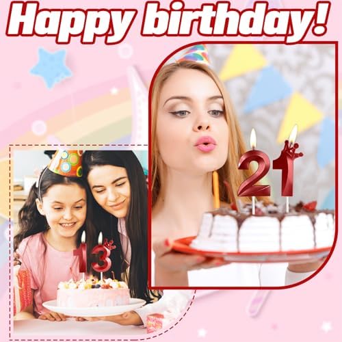 30th Birthday Candles for Cake, Number 30 Red Candles with Crown, 3D Design Birthday Cake Topper for Women Men Birthday Party Wedding Anniversary Celebration Decorations Supplies