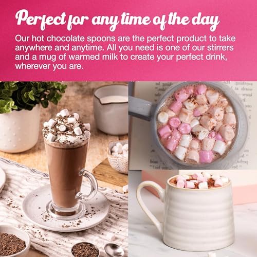 Kingsbridge Hot Chocolate Spoons - Belgian Milk Choc & Marshmallows, 10 Pack | Choc Block with Wooden Stirrer & Added Sweet Treats | Gifts for Birthdays, Special Occasions or Sleepovers
