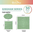 Gatherfun Disposable Napkins Paper, Green Plaid for Saint Patrick's Day Party (3-Ply, pack of 50)
