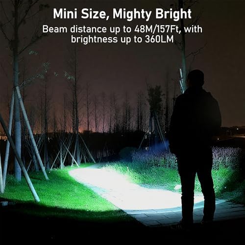 Blukar Rechargeable EDC Flashlight, 360L Mini Keychain Flash Light with 3 Lighting Modes, Memory Function, Waterproof, Compact and Portable Pocket Light for Everyday Carry, Emergency,Camping,Outdoor