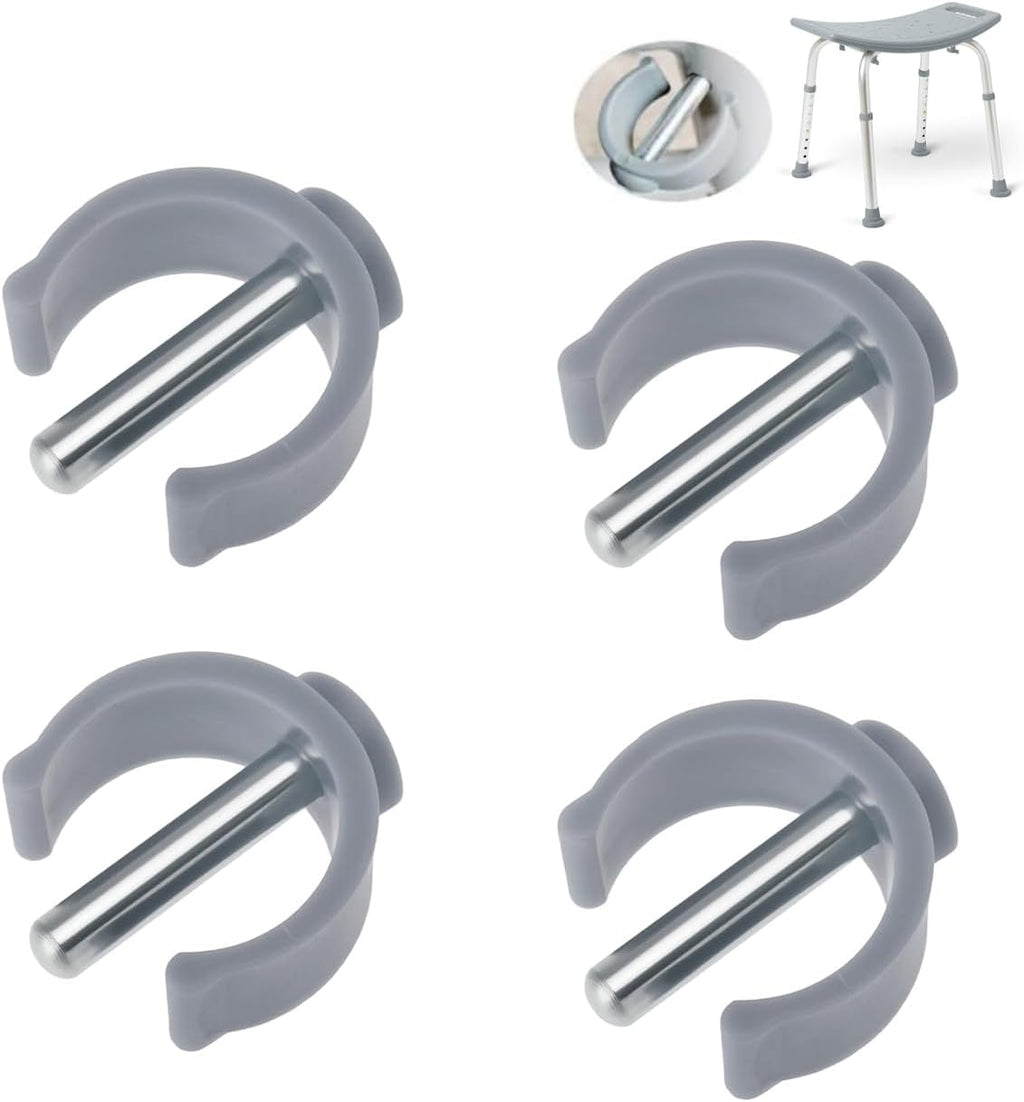 4 Pack Folding Walker C Type Clips Replacement for Toilet Safety Rails - Tube Pin Lock Brackets Parts for Rolling Walker, Adjustable Toilet Frame, Raised Toilet Seat with Handles (Fits 1'' OD Pipe)