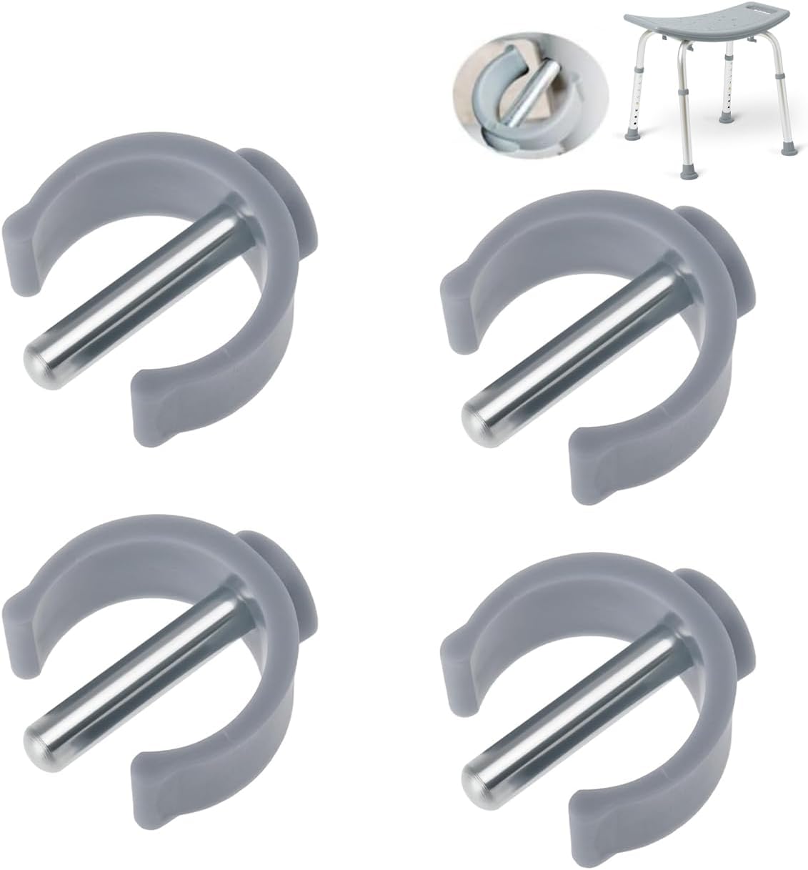 4 Pack Folding Walker C Type Clips Replacement for Toilet Safety Rails - Tube Pin Lock Brackets Parts for Rolling Walker, Adjustable Toilet Frame, Raised Toilet Seat with Handles (Fits 1'' OD Pipe)