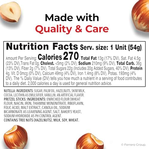 Nutella & GO! Chocolate Hazelnut Spread with Cocoa + Pretzel Sticks, 10 Snack Packs, 1.9 oz Each