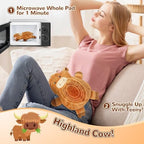 Microwave Heating Pad for Pain Relief, 16" x 12" Microwavable Heating Pads for Cramps, Back Pain, Neck Shoulder, Muscles, Knee, Joints, Natural Heat Pack Moist Heat, Highland Cow Adorned with Flowers