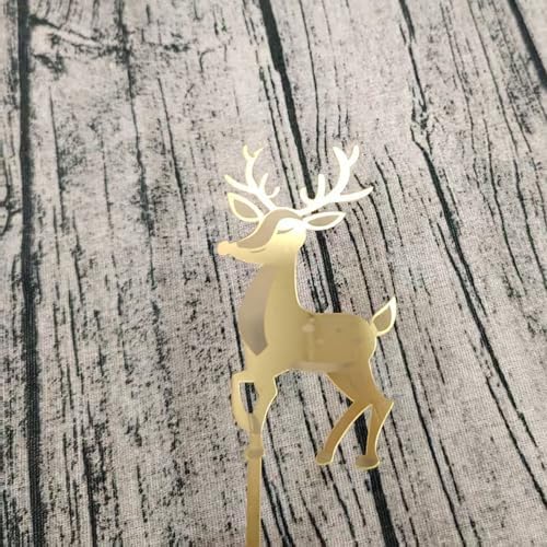 Acrylic Deer Cake Topper,Elk Merry Christmas Cake Decor for Christmas Wedding Birthday Baby Shower Party Decorations Supplies