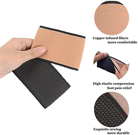Copper Arch Support Sleeves (4PCS), Plantar Fasciitis Braces for Foot Care, Foot Compression Sleeve for Heel Spurs, Flat & Fallen Arches and High Arch Pain Relief, Arch Support Bands for Women & Men