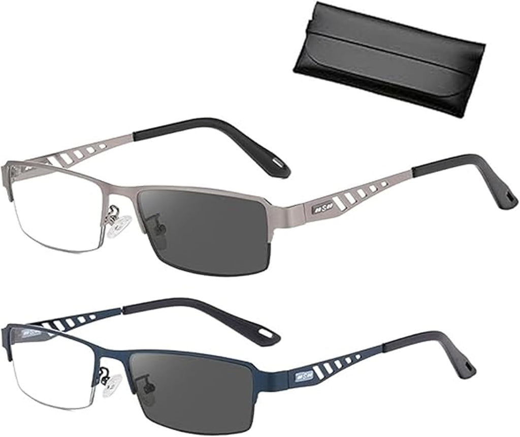 Ultra-Light Multi-Focal Photochromic Reading Glasses, Color-Changing Anti-Blue Light Glasses