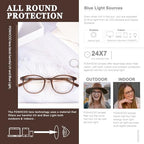 FONHCOO Blue Light Blocking Glasses Women Men Computer Eyeglasses,TR90 Fashion Round Transparent Anti Blue Light Glasses with Anti Eyestrain & UV Glare for Gaming & Reading (Matt Coffee)