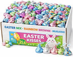 Hershys Kisses Easter Mix, Milk, Browny Bar and Milklicious Chocolate Candy, Pastel Colors 2 Pound Approx 200 Pieces