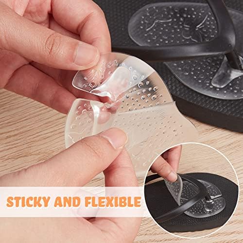 6 Pairs Gel Pads for Thong Sandals Toe Protectors Metatarsal Forefoot Cushion Inserts Foot Pads Non Slip Cushion for Sandals Thong Post Protector of Foot Grip(Clear)