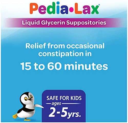 Pedia-Lax Laxative Liquid Glycerin Suppositories for Kids, Ages 2-5, 6 CT, 3 Pack