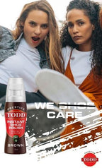 TODD Prestige Liquid Shoe Polish Brown with Carnauba Wax 2.5 FL. OZ. | Instant Shine and Protect for Shoes, Boots, Bags | 75ml Bottle with Sponge