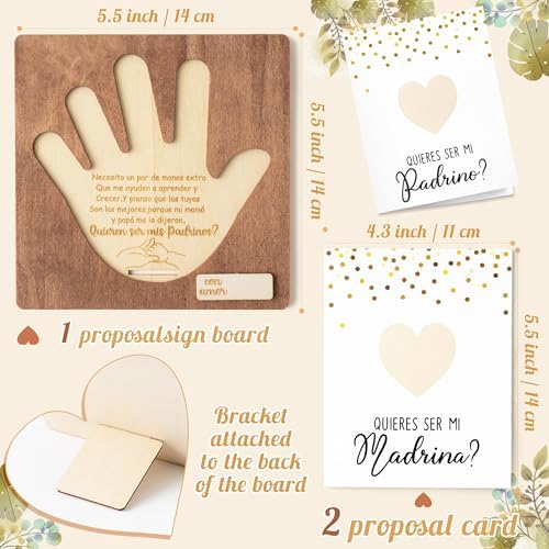 CJiangpo Will You Be My Godparents Proposal Gift, Palm Design Madrina Padrino Proposal Puzzle in Spanish Godmother Godfather Asking Card Gifts from Godchild, God Parents Announcement Baptism Present