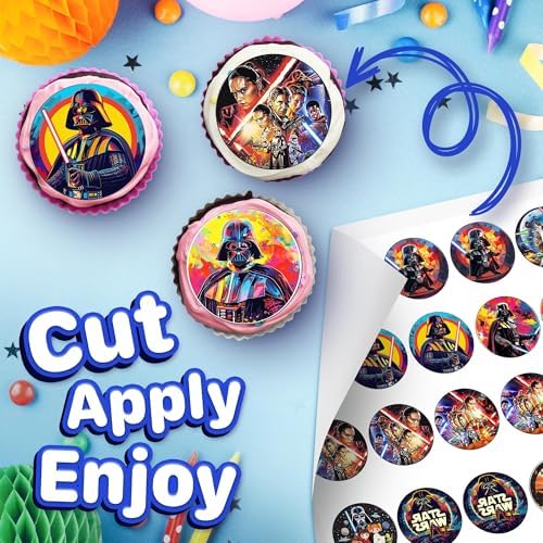 30 x Edible Cupcake Toppers – Galactic Space Adventure-Themed Collection of Edible Cake Decorations | Uncut Edible on Wafer Sheet
