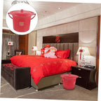 Lurrose Spittoon Bucket Toilet Chamber pots Urine pots with lid Portable Toilets Pee jug Chinese Chamber Pot Plastics Urine pots Urine Buckets with lids Kids Happy Word Elderly Indoor