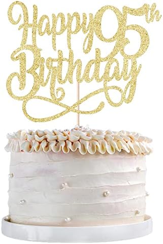 Gold Glitter Happy 95th Birthday Cake Topper,Cheers to 95 Years,happy 95th Birthday Cake Topper,95th Anniversary Cake Topper， men and women 95 years old happy birthday Party Decoration