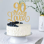 90 Years Loved Cheers to 90th Anniversary, Gold Glitter Birthday Party Favor Supplies