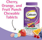 Caltrate Chewables 600 +D3 Plus Minerals Calcium and Vitamin D, Sugar Free, Cherry, Orange and Fruit Punch, 60 Count