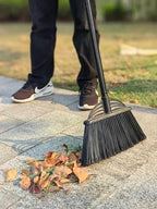 Four-Section Rod Long-Handled Broom,Heavy-Duty Broom, Angle Broom for Outdoor/Indoor（Black+Blue）