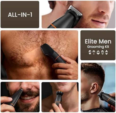 MAXGROOM Manscape All-in-One Body & Pubic Hair Trimmer for Men, No-Nick Groin & Ball Shaver, Waterproof Mens Electric Grooming Kit with LED Display, USB Rechargeable (Black)