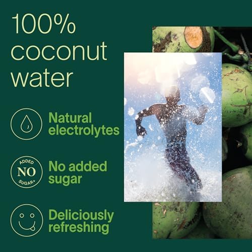 Zico 100% Coconut Water, No added Sugar, Refreshingly Delicious, Hydration with Electrolytes, 33.8 Fl Oz (Pack of 4)