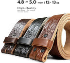 100% One-Piece Full Grain Leather Belt Straps with No Slot Hole/Slot Hole/Heavy-Duty, Multi Options 1-1/2" (38mm) Wide