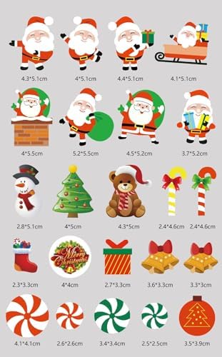 Edible Christmas Cake Decorations, 60 Pcs Wafer Paper Cupcake Toppers with Santa Snowman Tree - for Gingerbread House & Holiday Party Treats Xmas Festival