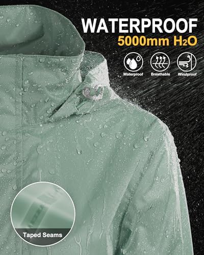 33,000ft Women's Rain Jacket Waterproof Lightweight Packable Raincoat with Hood for Golf Hiking Travel Windbreaker