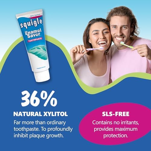 Squigle Enamel Saver Toothpaste (Canker Sore Prevention & Treatment) Prevents Cavities, Perioral Dermatitis, Bad Breath, Chapped Lips - 2 Pack