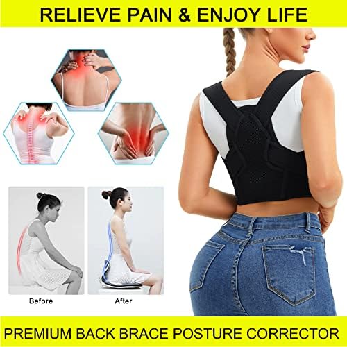 URSEXYLY Posture Corrector for Women and Men Adjustable Upper Back Brace Breathable Spine Support-Neck, Shoulder, Clavicle, Back Relief(M/L,Black)
