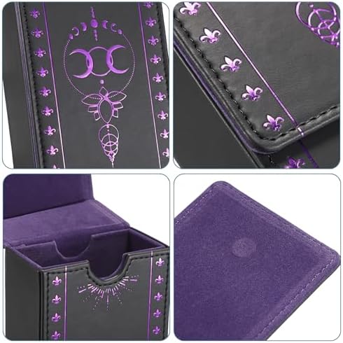 JUXYES PU Leather Tarot Card Protective Case, Moon Pattern Design Tarot Deck Storage Pouch, Tarot Card Holder Tarot Pouch Bag for Playing Cards and Standard Size Tarot Cards Tarot Deck