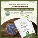 Organic Way Premium Cornflower Blue Whole (Centaurea Cyanus) - Herbal Tea | European Wild-Harvest | USDA & Kosher Certified | Vegan, Non GMO & Gluten Free | Origin - Albania (16 Oz)