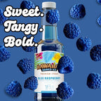 Hawaiian Shaved Ice Blue Raspberry Syrup - Made Nut Soy Dairy Free in the USA - Flavor Fluffy Shaved & Crunchy Snow Cone - Shelf Stable After Opening - Makes 8 Servings - 16 ounces