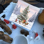 20-ct 3-Ply 13x13 Snowfun Christmas Napkins for Kids - Paper Napkins for Decoupage, Decorative Winter Animal Napkins With Tree