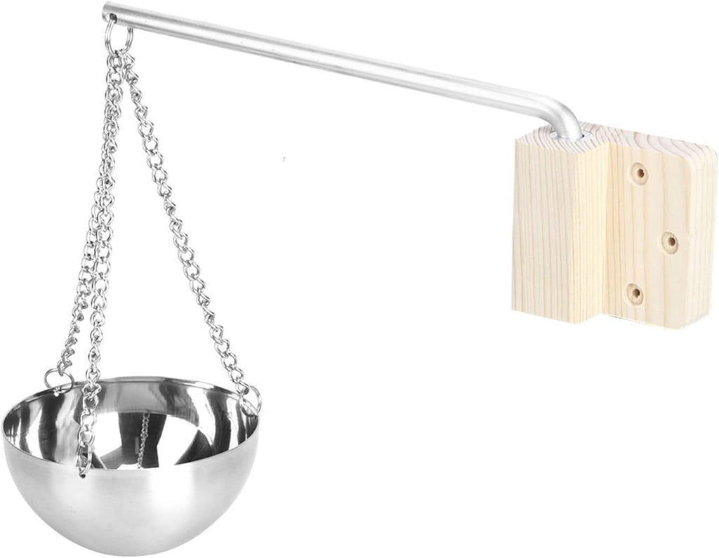 Sauna Aroma Bowl, Stainless Steel Sauna Oil Cup, Sauna Oil Holder, Hanging Sauna Aromatherapy Oil Bowl for Traditional Sauna or Infrared Sauna, SPa Essential Oil Bowl with Wood Plate Screws