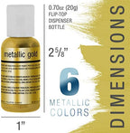 U.S. Cake Supply Airbrush Cake Pearlescent Shimmer Metallic Color Set - The 6 Most Popular Metallic Colors in 0.64 fl. oz. (19ml) Bottles - Safely Made in the USA product