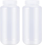 33.8 oz Wide Mouth Lab Reagent Bottle, Clear PP Lab Container, Sealed Leak-proof, Pill & Water Sample Bottle (2 Pcs)