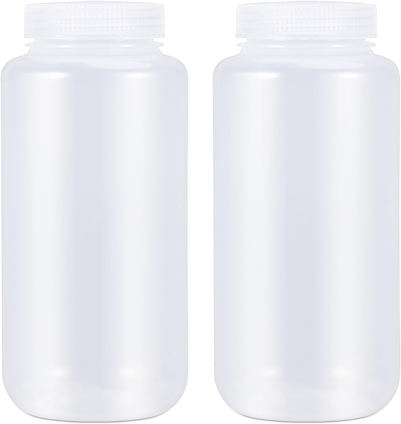 33.8 oz Wide Mouth Lab Reagent Bottle, Clear PP Lab Container, Sealed Leak-proof, Pill & Water Sample Bottle (2 Pcs)