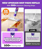 5X Cleaning Power Mop Refills for Swiffer Power Mop, 500+ Strips Multi-Surface PowerMop Refill Pads, 30 Count Disposable Powermop Wood Mops, Replacement Mopping Pad for Floor Cleaning