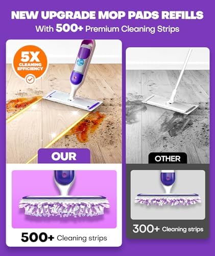 5X Cleaning Power Mop Refills for Swiffer Power Mop, 500+ Strips Multi-Surface PowerMop Refill Pads, 30 Count Disposable Powermop Wood Mops, Replacement Mopping Pad for Floor Cleaning