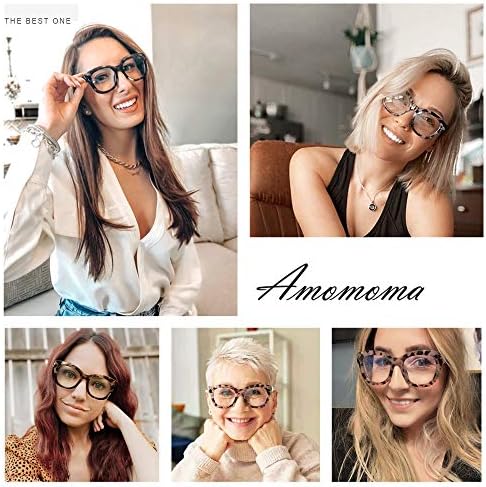 AMOMOMA Retro Oversized Reading Glasses for Women Blue Light Blocking Computer Readers Spring hinge AM6003