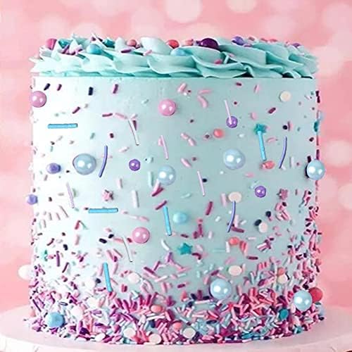 LEBERY 8.4 Oz Pastel Sprinkles, White Pink Purple Blue Sprinkles, Edible Cake Cupcake Sprinkle Edible Cake Pearls for Cake Decorating Mermaid Sprinkle Jimmies Mix for Baking Cookie Decoration
