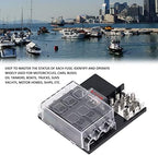 6 Way Blade Block Holder with LED Warning Indicator, Medium 12-36VDC, Negative Bus for Automotive Boat Marine