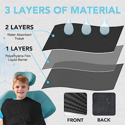 80 Pack Disposable Dental Bibs 13"x18", 3-Ply Waterproof Tattoo Bibs Sheet for Nail Salon, Dental Clinic, Feeding, Tattoo Shop (Black)