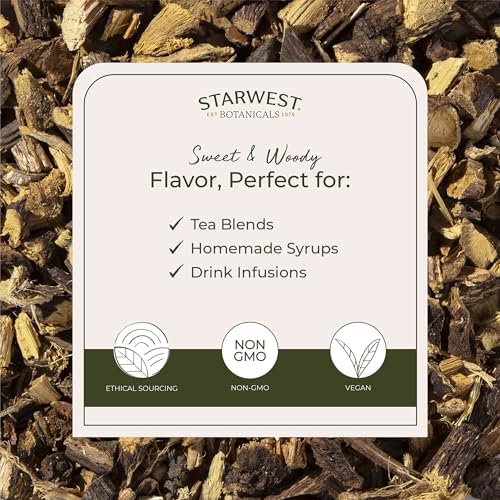 Starwest Botanicals Organic Dried Licorice Root - Herb for Loose Leaf Tea Blends, Candy, & Baked Goods, Cut & Sifted, Certified Kosher, Non-GMO - 4 oz Pouch