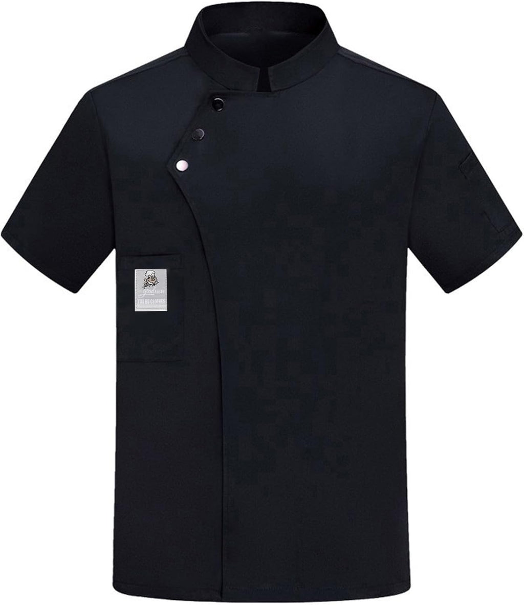 Chef Shirts for Men Lightweight Short Sleeve Unisex Chef Coat Button Stand Collar Restaurant Working Chefs Jacket