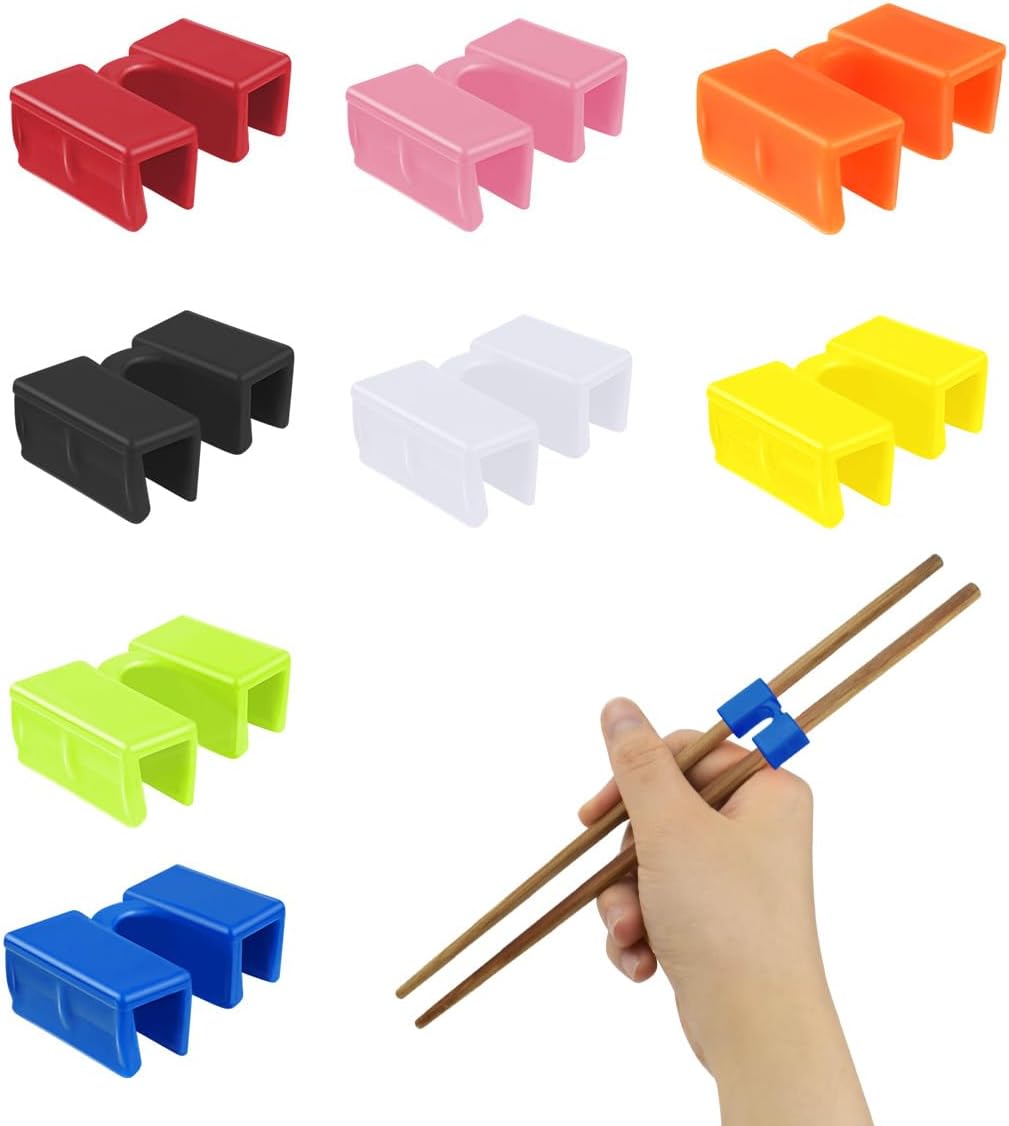 8 Pairs Reusable Chopsticks Helpers Training Chopstick for Beginner Replaceable Practice Chopsticks Chopstick Trainers for Adults Chopstick Hinges Connector Non-Slip Chopsticks Trainer Learner